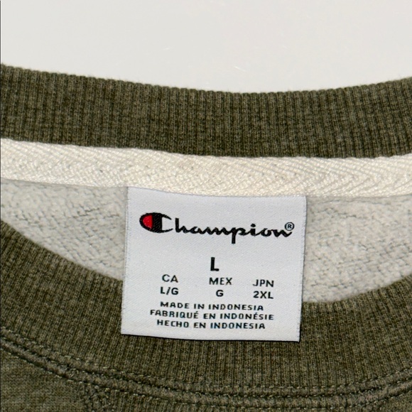 Champion Men's Classic Olive Crewneck Sweater Size L - Picture 3 of 6